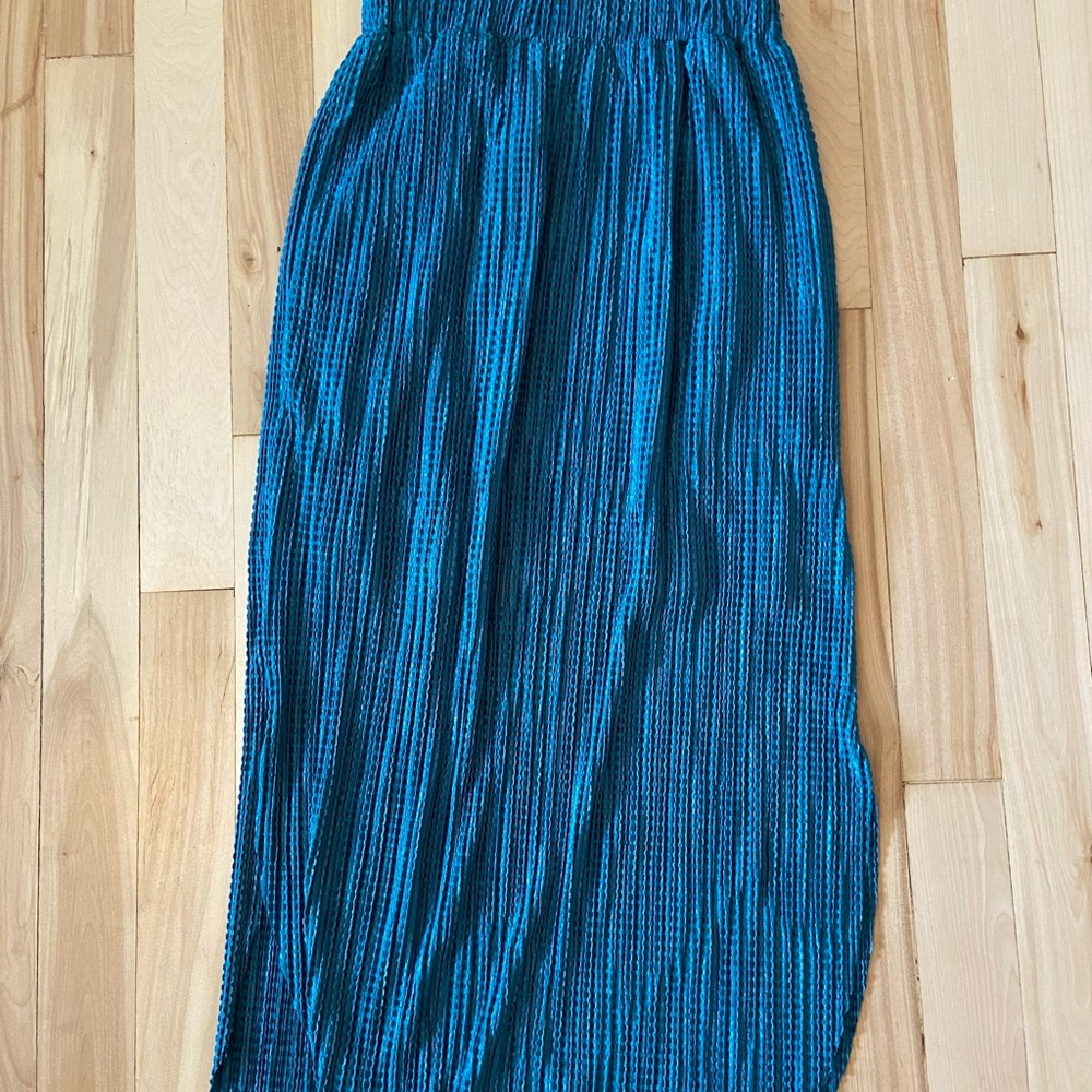 Anthropologie, shiny blue maxi skirt. XS